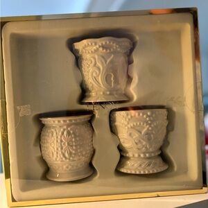 Lenox Cream Embossed Votive Holders Set